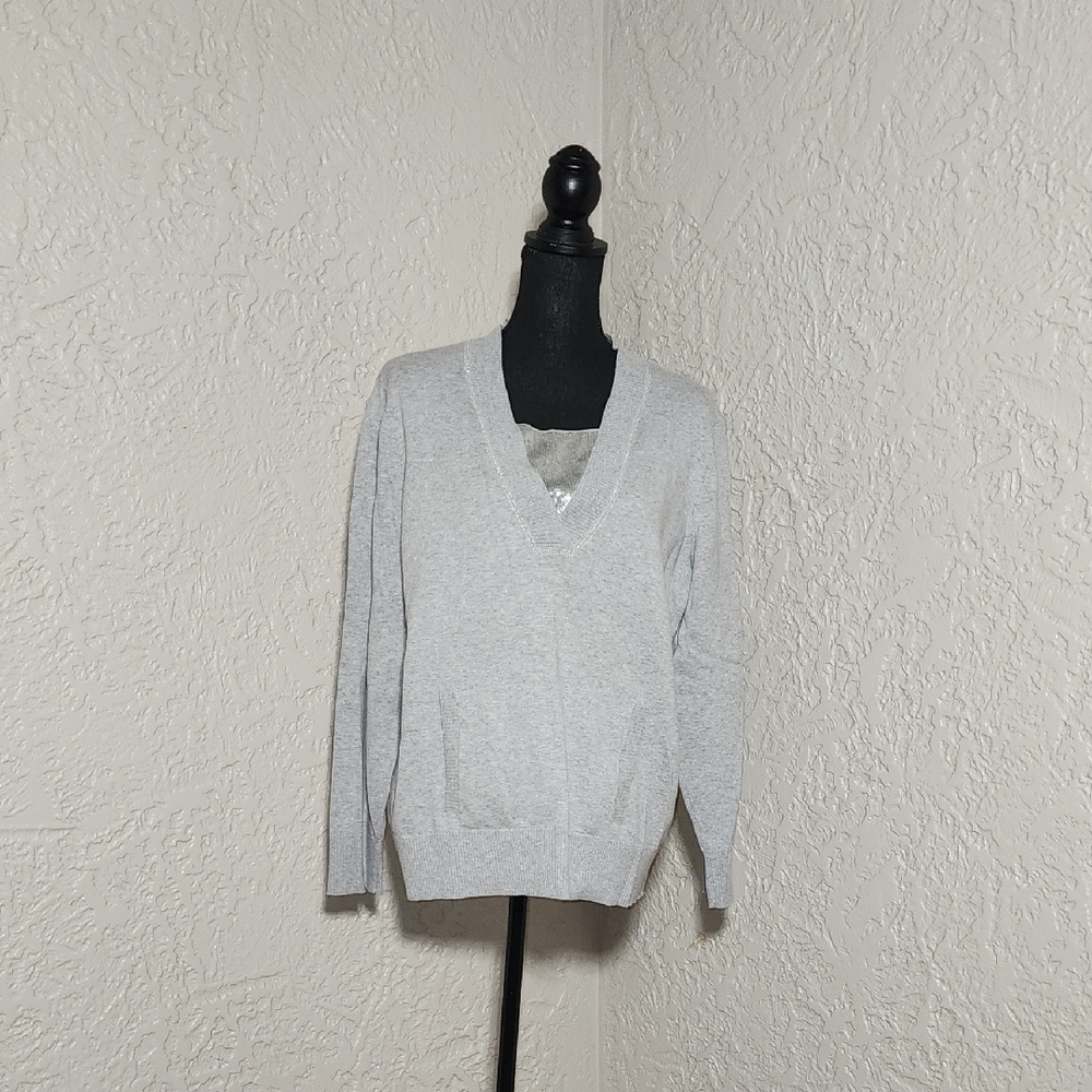 Zenergy Women's Gray V-Neck Sweater